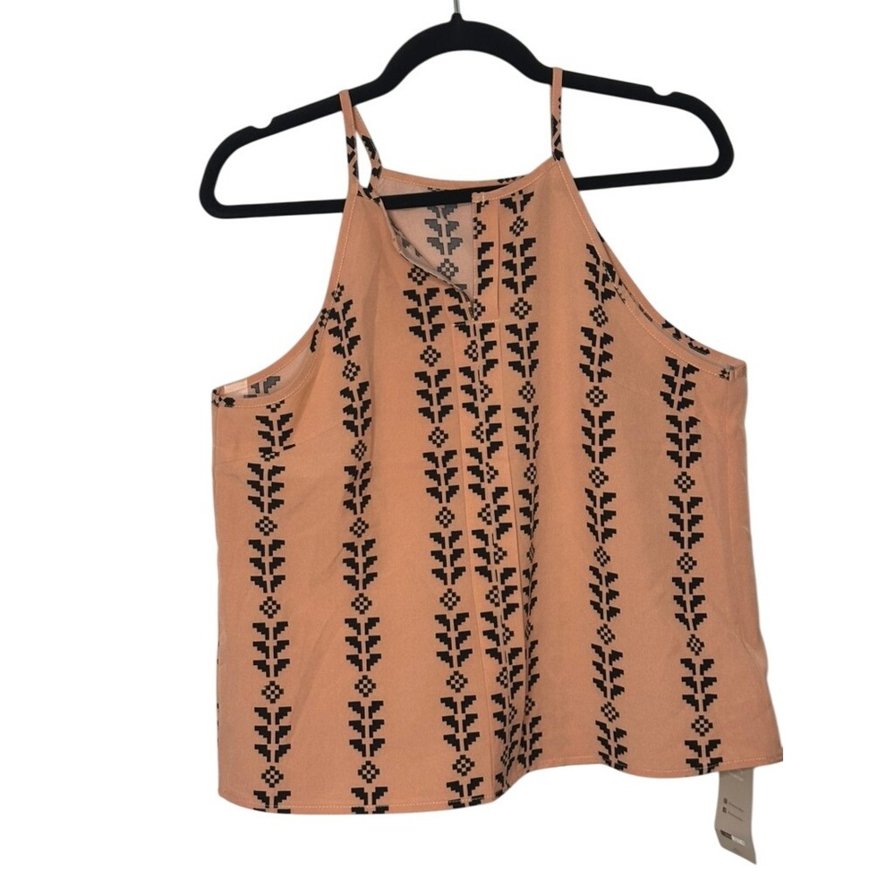Emery Rose Tank Top Medium Orange Sleeveless‎ Geometric Blouse